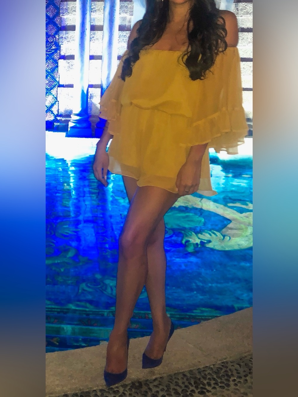 Endless Rose Yellow Off-Shoulder Ruffle Shorts